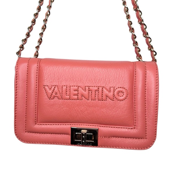 Mario Valentino Orange Leather Signature Embossed Shoulder Crossbody Bag - Picture 3 of 16